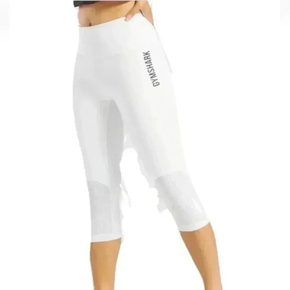 Gymshark PULSE CROPPED LEGGINGS new white align like seams mesh  high performanc - Picture 2 of 6